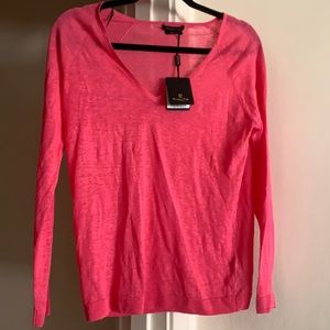 NEW! Massimo Dutti 💖bright pink light weight linen sweater  - size L